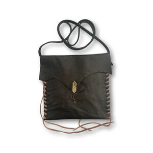 NWT Black Leather Crossbody Handbag w/Quartz Crystal, NWT, Handmade by me